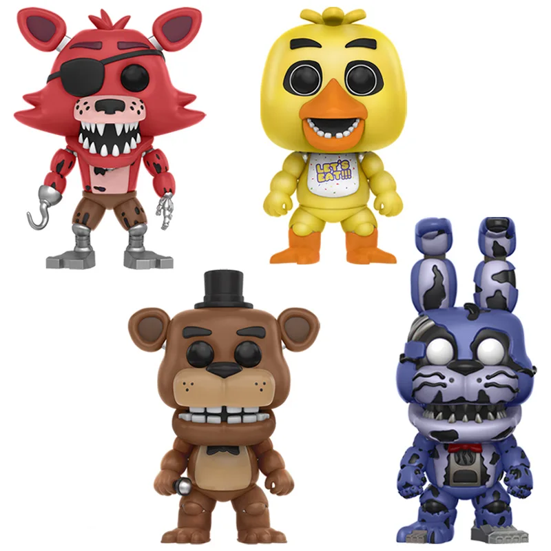 Five Nights At Freddy's» «пять ночей у Фредди» игре Five Nights At Freddy's Бонни и Чика Фокси» из мультфильма для мальчика, игрушки FNAF 4 шт./компл. ПВХ Фигурки Модель Куклы 5 Fazbear медведя кукол - Цвет: 4PCS