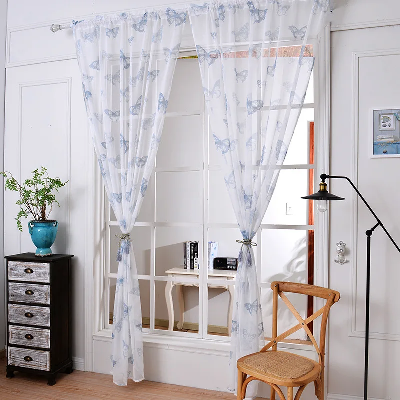 1 шт. бабочка Марля тюль вуаль отвесная хлопковая ткань занавески для окна кафе
