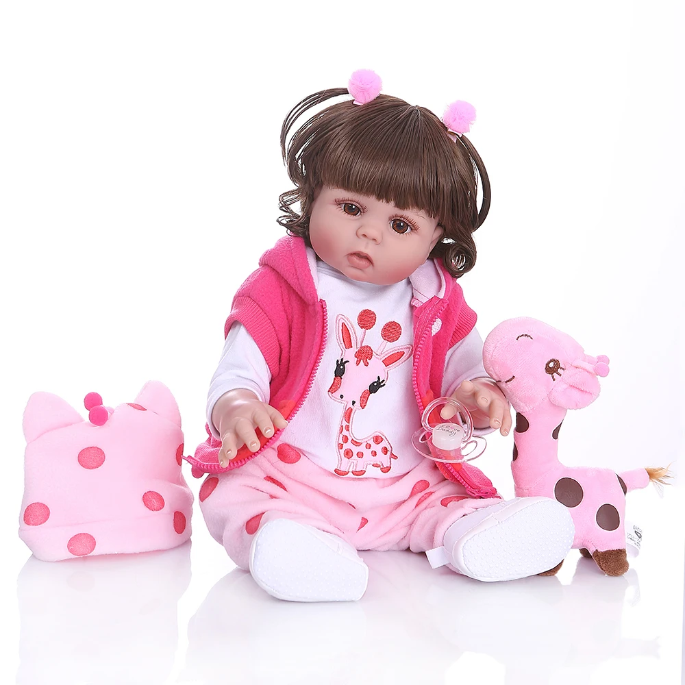 Вьющиеся волосы 49 см кукла Bebe Кукла Reborn малышка девочка в розовом платье