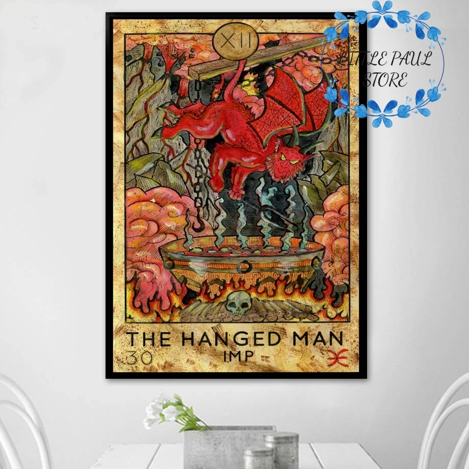 Abstract Handpainted Tarot Retro Vintage Art Canvas Poster Wall Picture for Living Room No Frame | Дом и сад