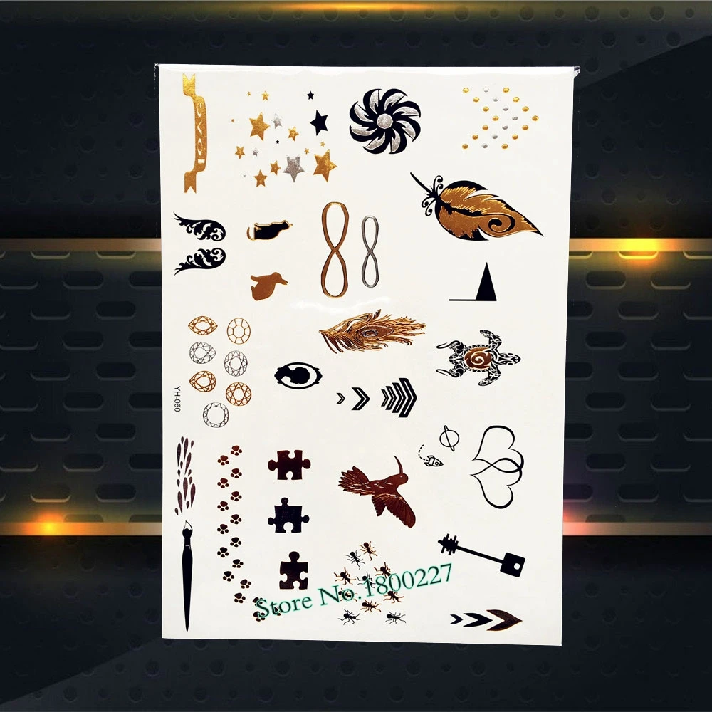 1 шт. золотой браслет в виде ракушки татуировка чокер временные наклейки PYS 17