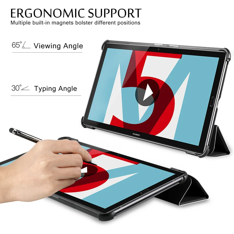 DULCII Tri-fold Stand Smart PU Cover Protector for Huawei MediaPad M5 10/M5 10 (Pro) - 10.8 Inches | Компьютеры и офис