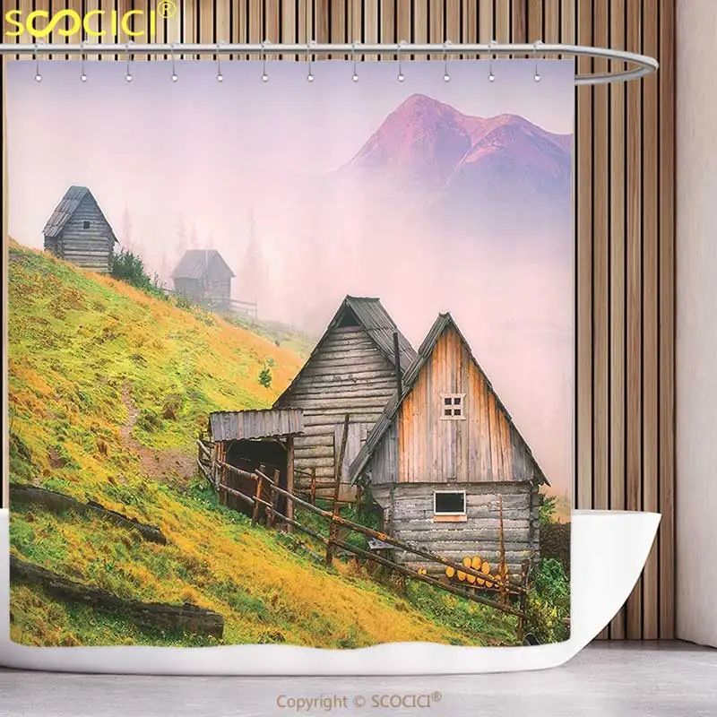 Занавеска для душа из полиэстера домашний декор фермы натуральные деревянные