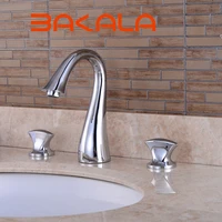 luxury 3 pcs set faucet bathroom mixer deck mounted sink tap basin faucet set chromeblacknicklegolden finish mixer tap faucet