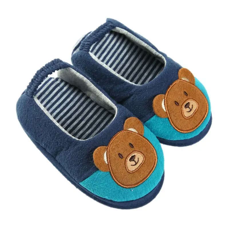 Blue bear Kocotree/сезон весна-осень; Детская домашняя обувь с животными; хлопковые тапочки для мальчиков и девочек; удобная домашняя обувь - Цвет: Blue bear