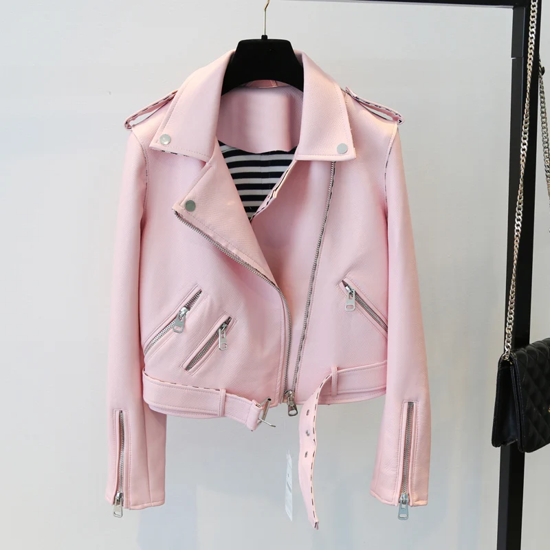 Fitaylor для женщин двигатель Байкерская кожаная куртка короткие дизайн Белый