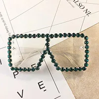 LY-1702-Green Большие Кристальные солнцезащитные очки для женщин, квадратные солнцезащитные очки, блестящие стразы, солнцезащитные очки для женщин, роскошные модные солнцезащитные очки с защитой от ультрафиолета 400 - Цвет линз: LY-1702-Green