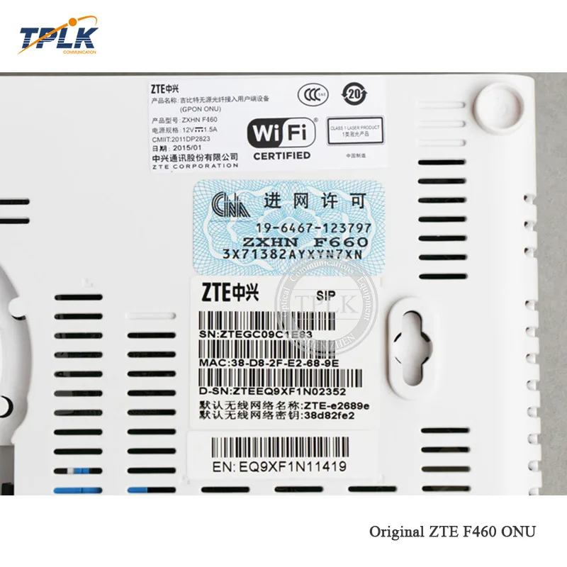 Second hand zte F460 EPON с оптическим сетевым блоком и оптическим сетевым окончанием 4FE+ 2 голосовых горшка+ wifi+ USB Английский прошитый SIP для оптического кабеля ftth терминал ont