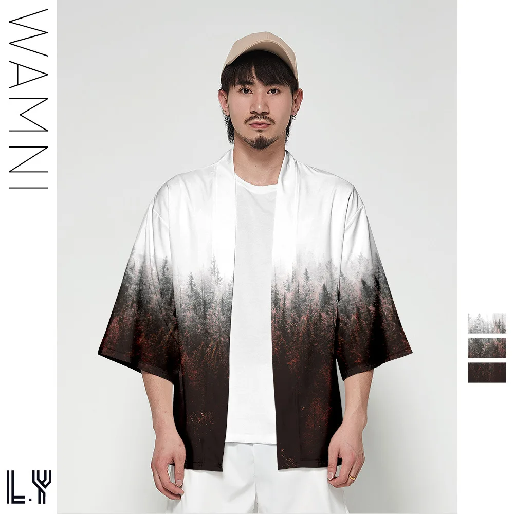 Kimono Cardigan Men Japanese Obi Male Yukata Men's Haori Short Outwear Japanese Samurai Clothing Traditional Japanese Clothing