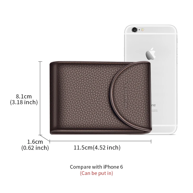 

Laorentou Business Card Holder Genuine Leather Driver's license Case Holder Vintage Casual Clutch Card Position Purse for Men