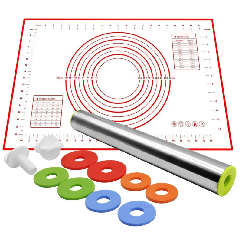 Регулируемая Скалка из нержавеющей стали силиконовый коврик для выпечки