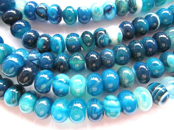 

batch 5x8mm-10x14mm high quality gergous natural agate gemstone rondelle abacus sapphire blue jewelry beads