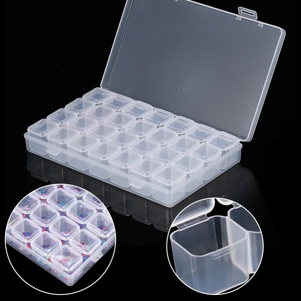 28 слотов пустая коробка-органайзер для украшений, украшения для ногтей, стразы, драгоценный камень, бисер, дисплей для хранения ювелирных изделий, коробка для ювелирных украшений, бусины для драгоценных камней