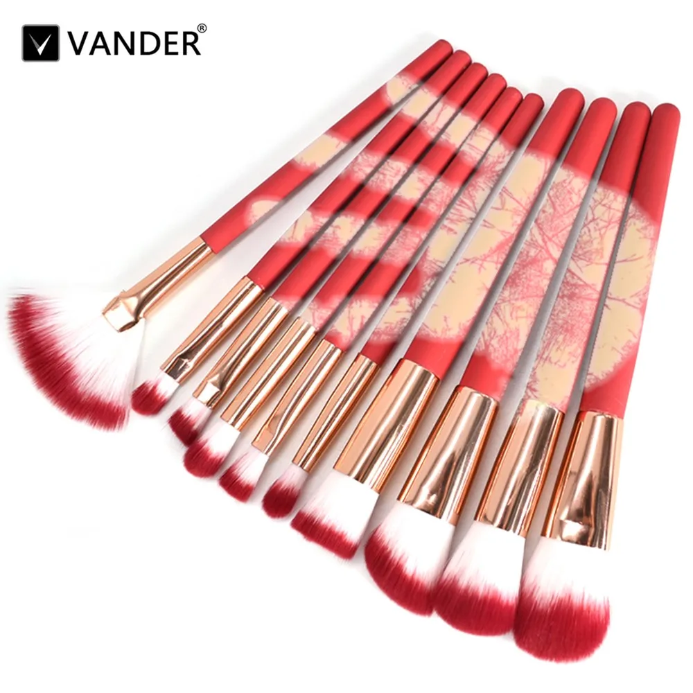 10 шт. профессиональный набор тепловых кистей для макияжа с изменением цвета