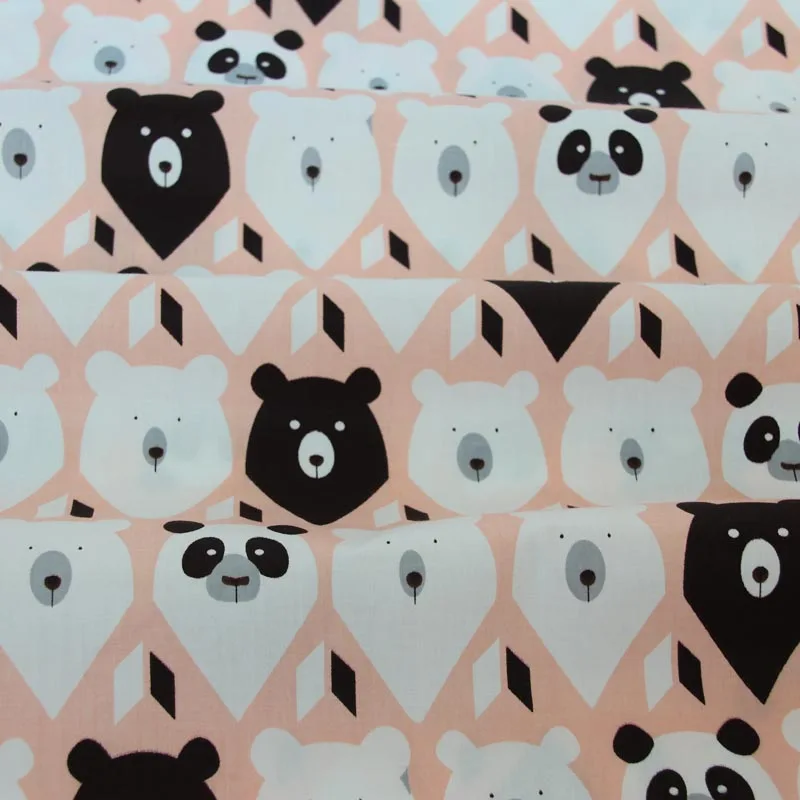bear 160 см* 50 см хлопок мультфильм оранжевый Лес Дерево медведь панда черный коричневый Геометрическая ткань для DIY детское постельное белье лист украшение для одежды - Цвет: bear