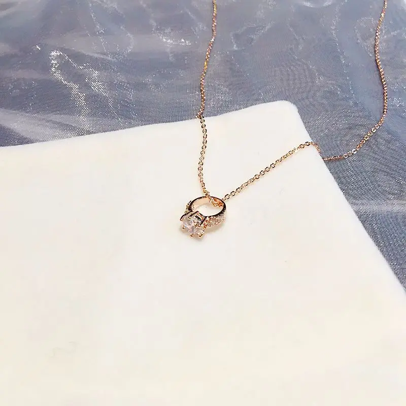 Высокая конец кубический циркон ожерелье из розового золота Цвет CZ Кристалл с