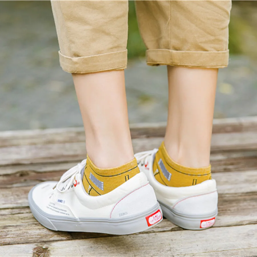 5 пар/лот забавные туфли узор для женщин хлопковые короткие носки в стиле