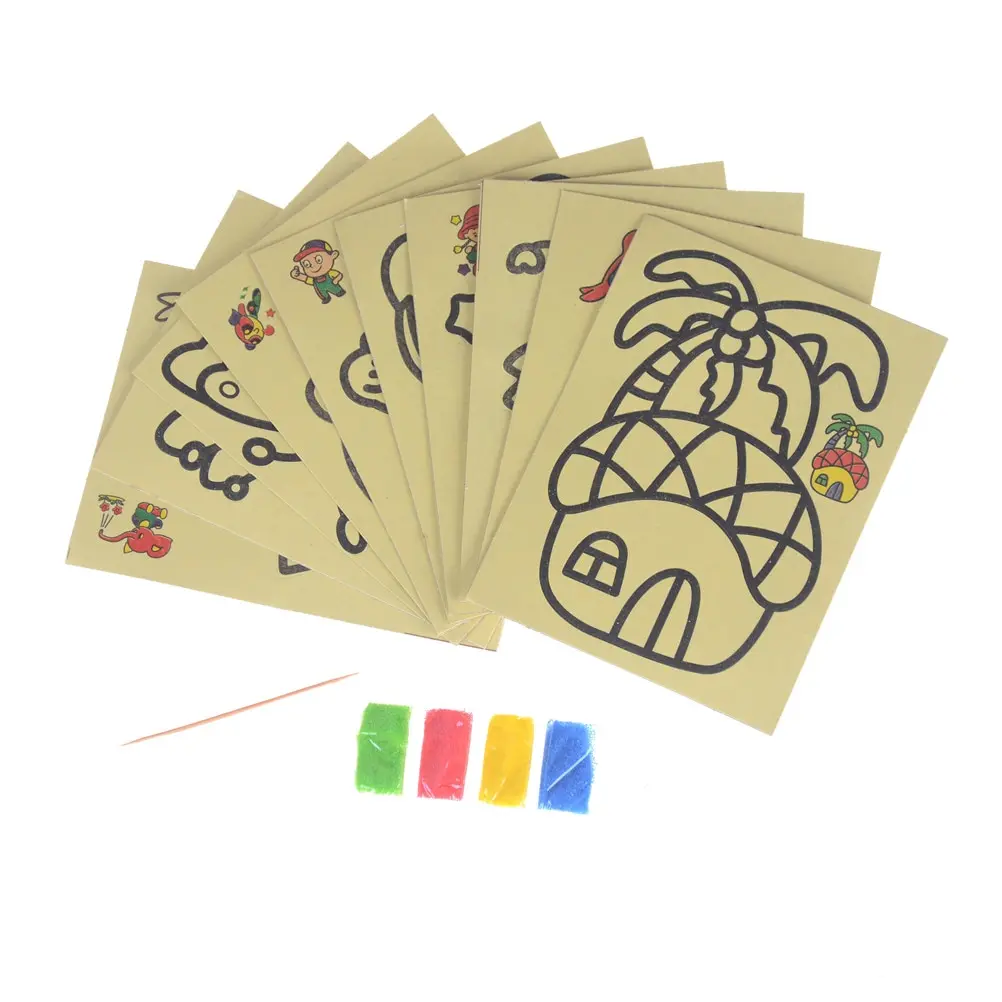 

10Pcs/lot DIY Children Handmade Picture Paper Craft Drawing Board Sets BubbleSand Sand Draw Art Kids Sand Painting Toy