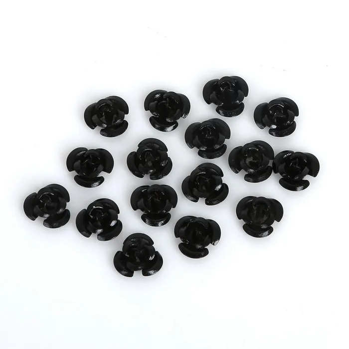 BK Sale100PCS в 3D алюминиевый трехмерный цветок розы разнообразие DIY Смешанные ногтей декоративные гель флэш дизайн ногтей аксессуары - Цвет: BK