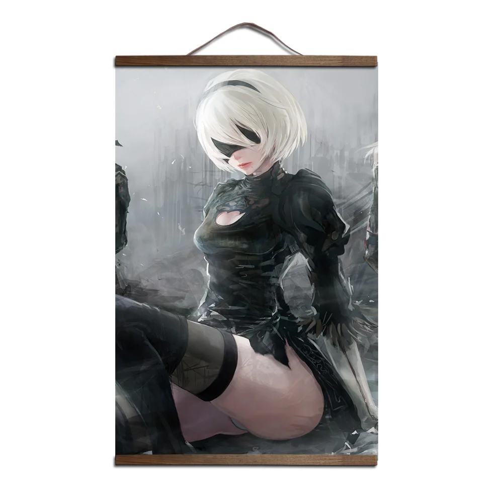 NieR: Automata игра плакат для HD Холст Плакаты украшение интерьера живопись с твердой древесины Висячие свиток-продавец - Цвет: 18