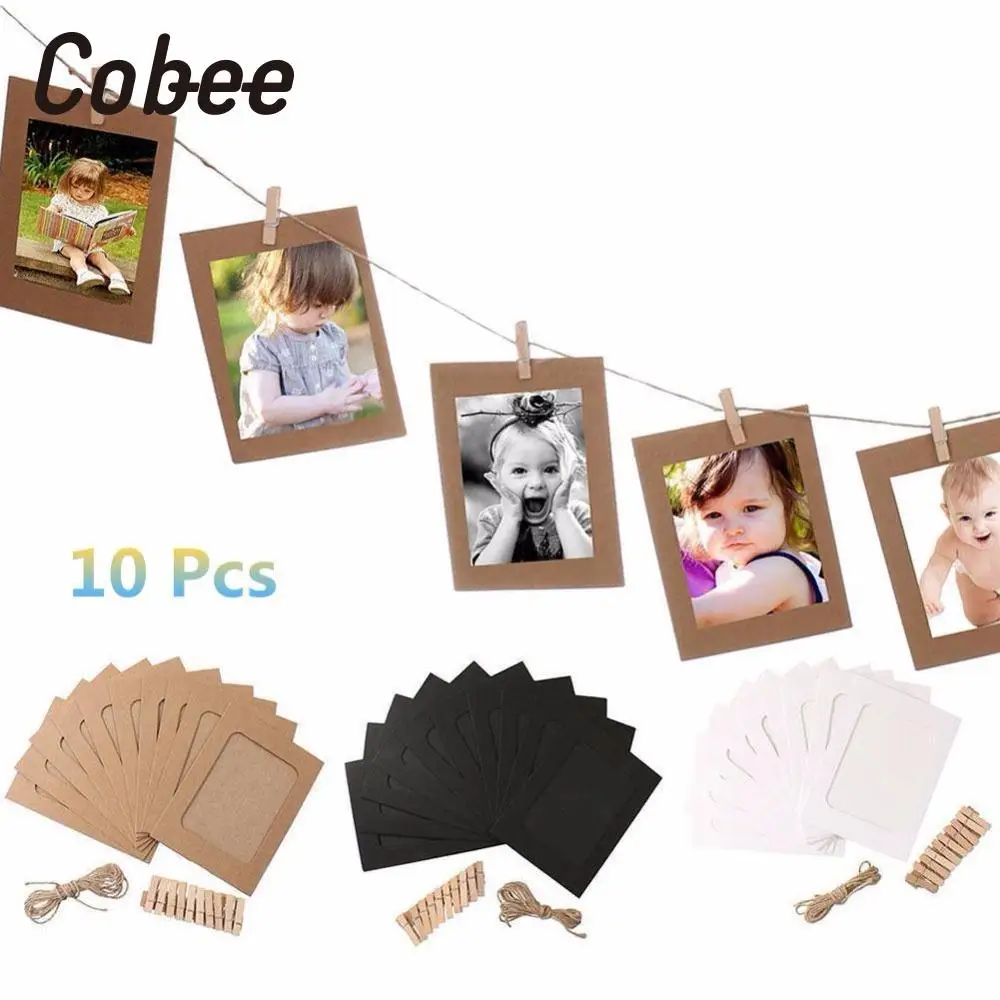 

Cobee 10 компл. Винтажная бумажная фоторамка DIY Настенная картина подвесной альбом Веревка Зажим для дома креативный подарок Высокое качество ...
