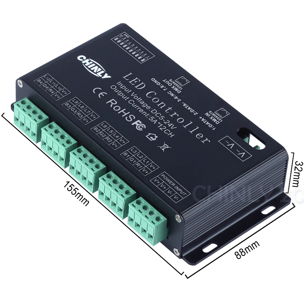 DC5V-24V 12 каналов DMX 512 RGB контроллер светодиодной ленты DMX декодер диммер драйвер используется для модуля светодиодной ленты