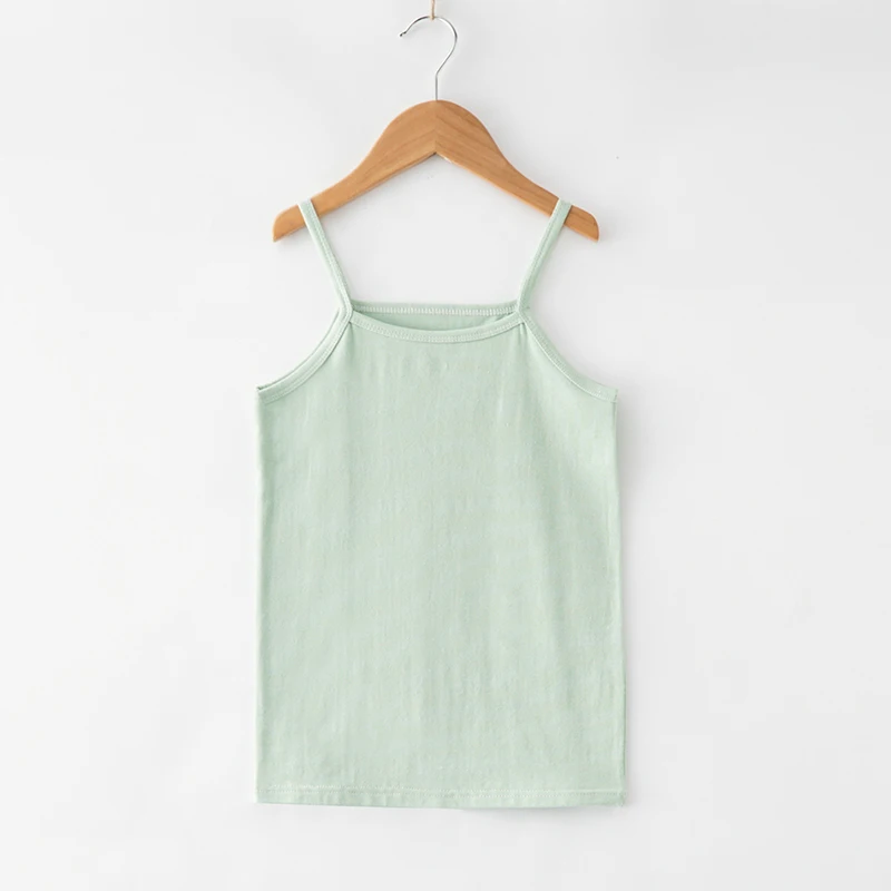 V-03 girl green Летние топы для девочек; Детские футболки; хлопковые рубашки для детей; топы для девочек; От 2 до 8 лет детское нижнее белье; детская майка - Цвет: V-03 girl green