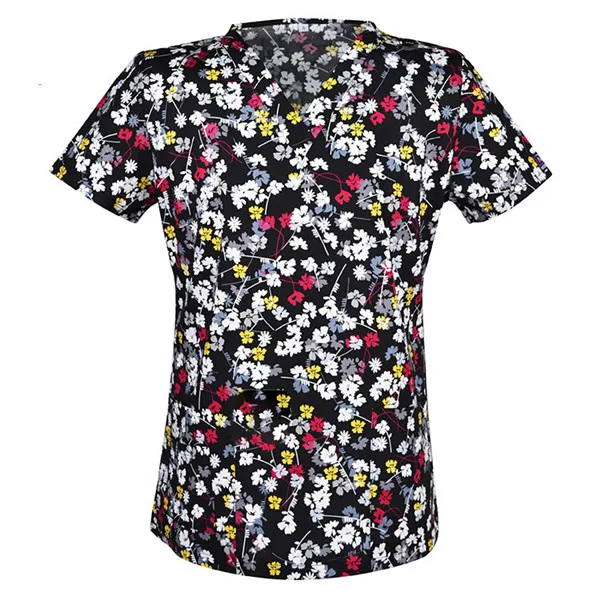 SCRUB TOP 11 Женский костюм медика с принтом топы хирургический Хлопок Топ больница медицинская Униформа V шеи с короткими рукавами доктор дантист Рабочая одежда - Цвет: SCRUB TOP 11