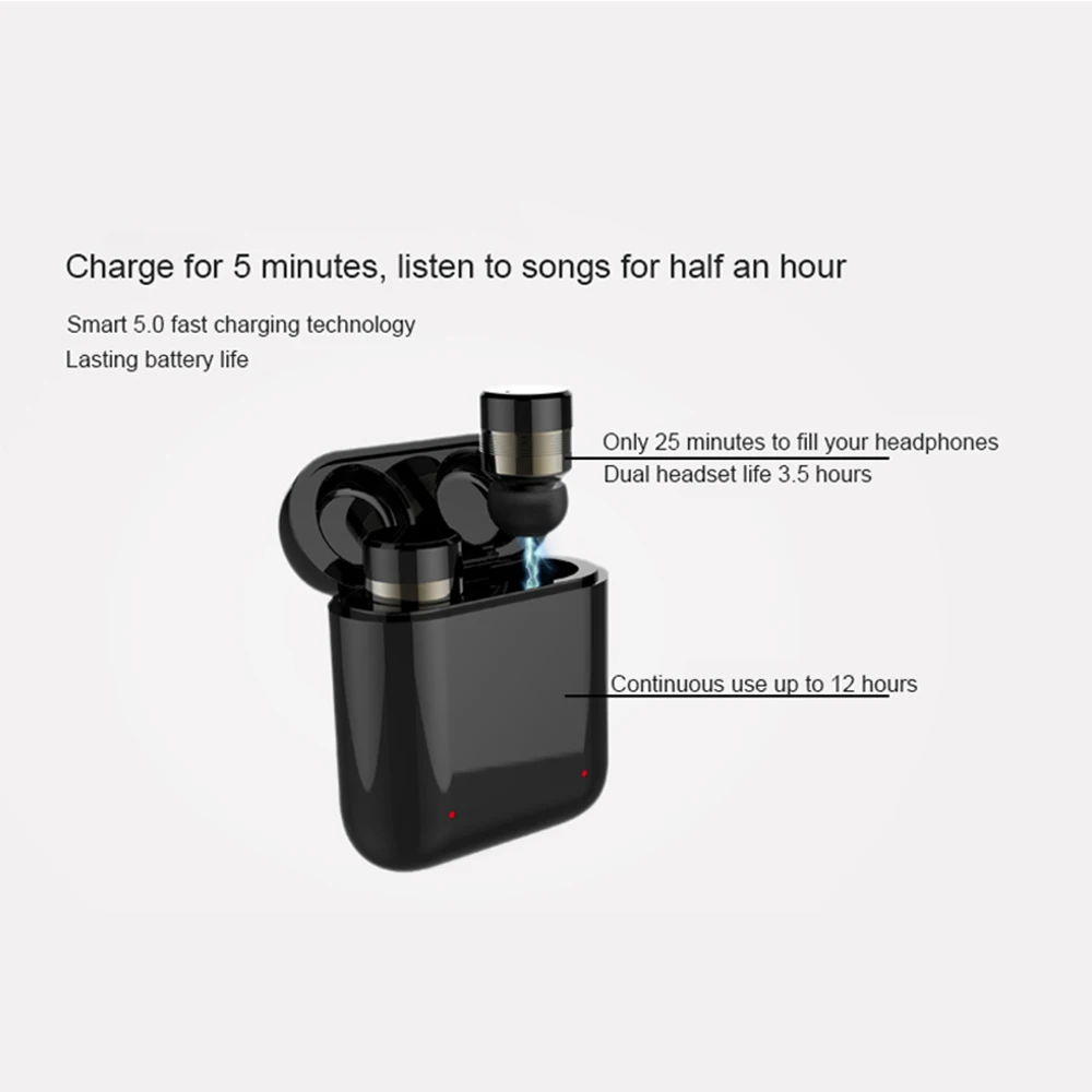 DOOLNNG T-1 водонепроницаемые спортивные Bluetooth 5,0 наушники TWS Беспроводная мини невидимая сенсорная гарнитура для