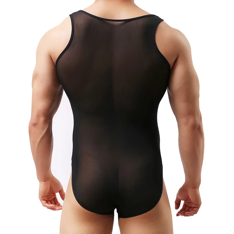 Сексуальный сетки людей боди Боди стринги для мужчин See-бесплатной тедди костюм