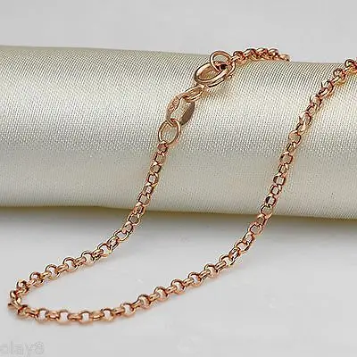 Pure Au750 18 К розового золота цепи Для женщин Для мужчин 2 мм кабель ссылка Цепочки и ожерелья 20 дюймов