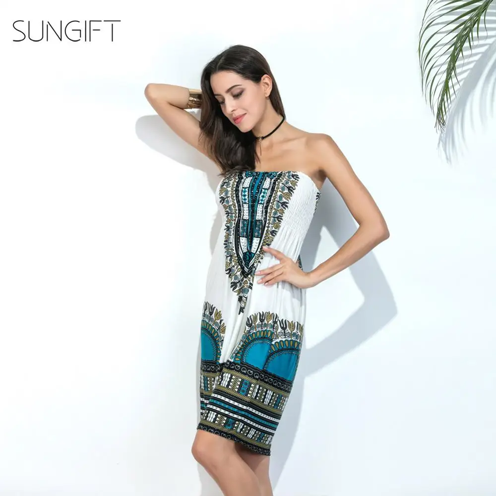 SUNGIFT платье в африканском стиле для женщин мини с принтом плиссированная Талия