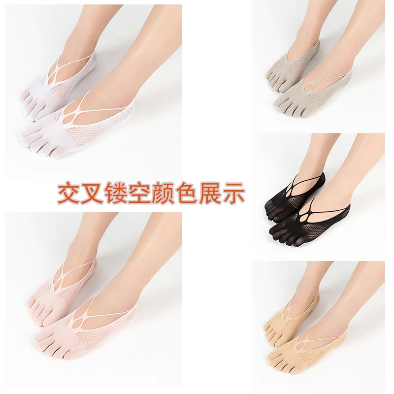 

Cross socks ankle Velvet Ultra-thin fashion Toe socks women Mesh Breathable Invisible woman socks Silicone Non-slip 2019 new