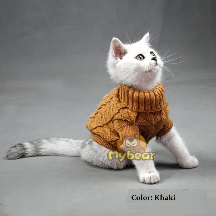 Свитер для собаки для кошки, Сфинкс, пальто для кошки, Spagetti, теплый, Осень-зима, джемпер для питомцев, одежда для кошек, маленьких собак, домашних животных - Цвет: Khaki