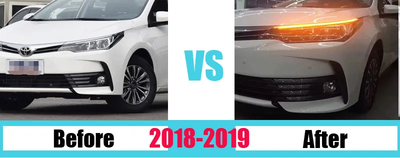 Для Toyota corolla- светодиодный DRL головной светильник для бровей, дневной ходовой светильник, противотуманная фара с плавным динамическим желтым указателем поворота