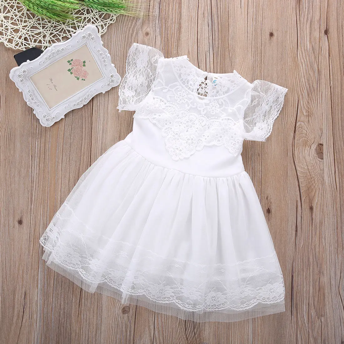 New Children Flower Girls Kid BabyClothes Dress Princess Party Clothing Lace Pink White Floral Tulle Tutu Dresses Girl Summer | Детская