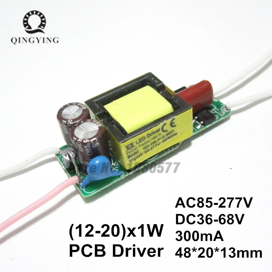 Светодиодный драйвер 3 шт. 12 20X1 Вт 300 мА AC85 277V 15 18 20 высота PF светодиодный источник