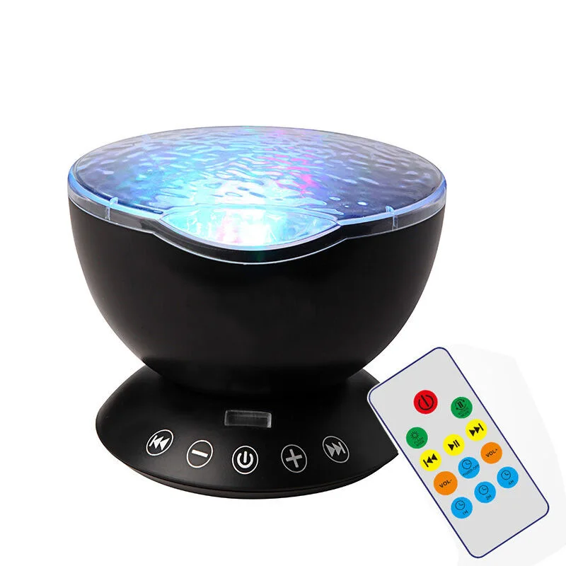 Black remote contro Детские светящиеся игрушки, ночник, светильник для сна, звездное небо, волны океана, музыкальный плеер, Лампа для проектора, детский светодиодный светильник для сна, подарок - Цвет: Black remote contro