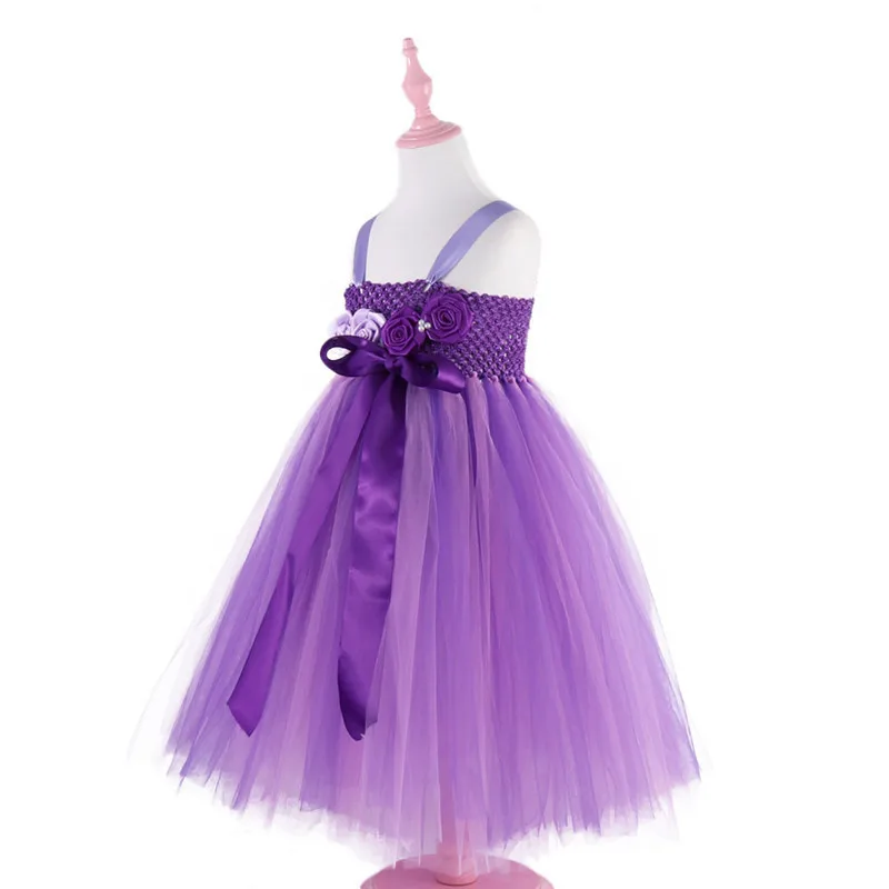 Фиолетовое платье принцессы с юбкой-пачкой для девочек детское Свадебное