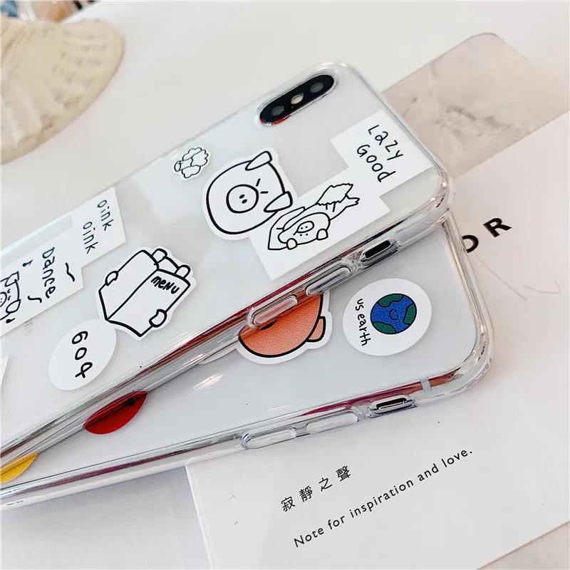 cute pig Lovely Little bear Soft Silicone Phone Shell Case for iPhone X XS Max XR 6 6S 7 8 Plus 10 TPU clear Cover |