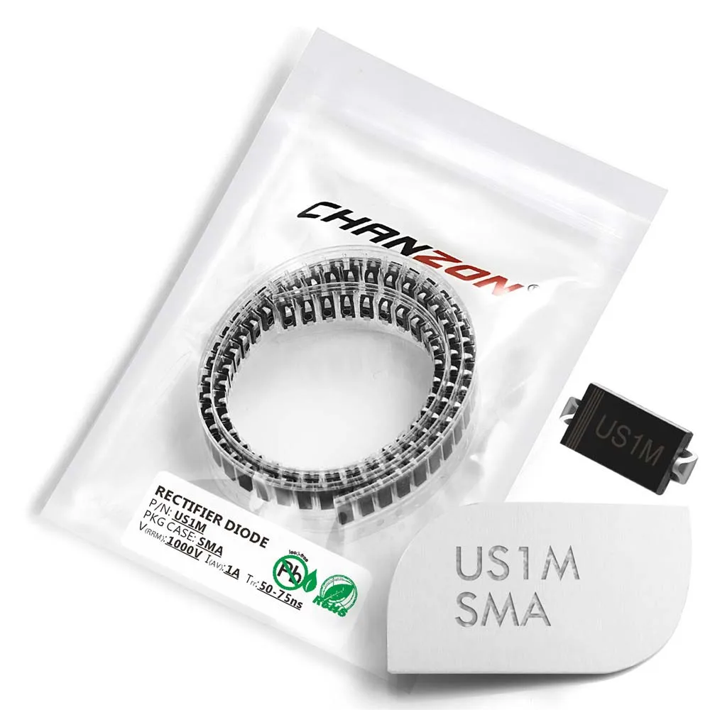 100 шт) US1M SMD Ультра быстрый восстановительный выпрямляющий диод 1A 1000 V 50-75ns SMA(DO-214AC) 1 Ампер 1000 Вольт США 1 м диоды