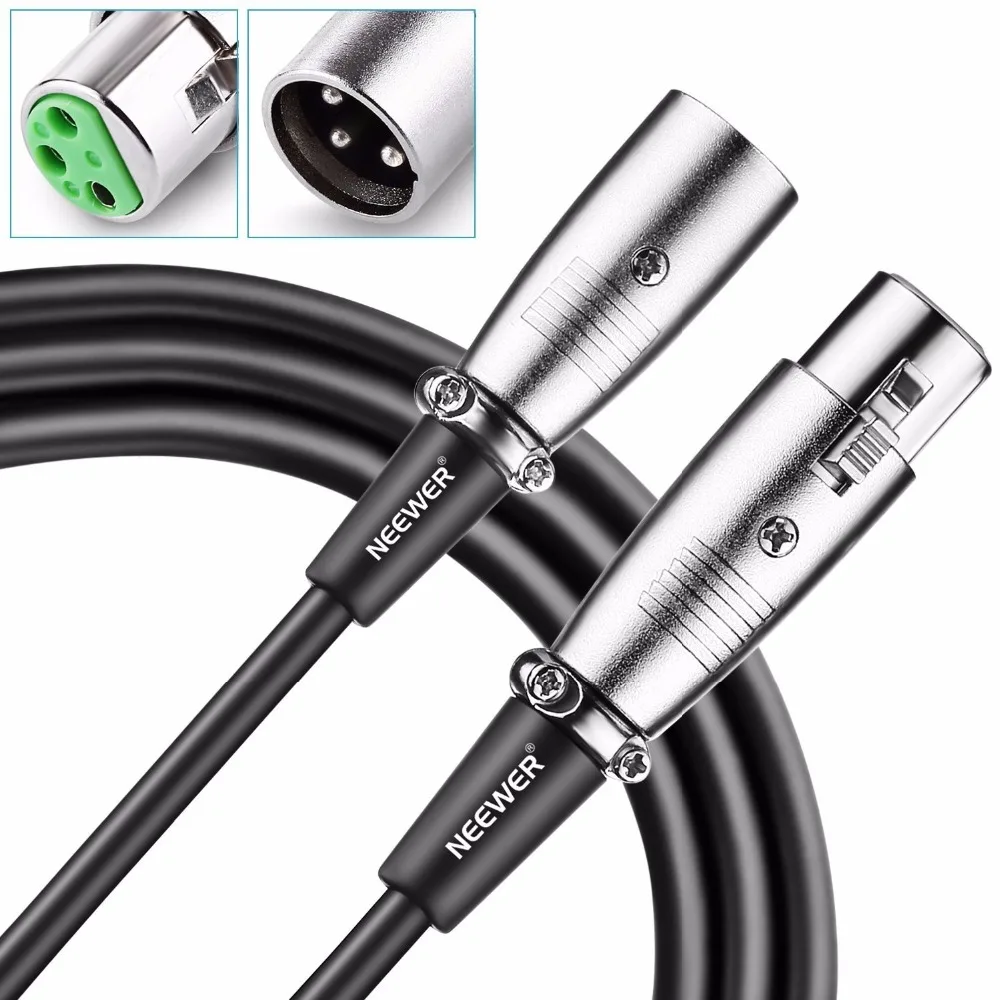 Neewer 6 М Универсальный 3 контактный XLR штекер к гнездовой микрофонный кабель для
