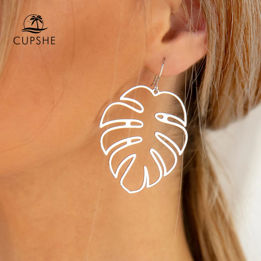 CUPSHE серебряные Палм серьги в форме листа женские трендовые превосходные