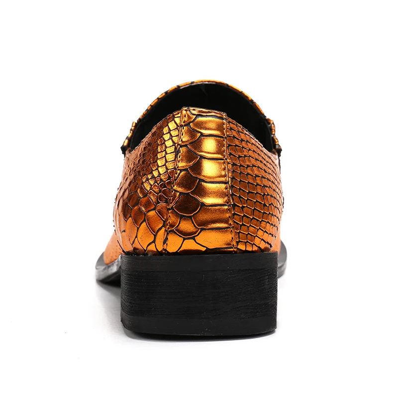 

Christia Bella Fashion Office Real Leather Men Shoes Big Size Metal Head Scales Oxfords Shoes Pointed Toe Slip On Formal Shoes