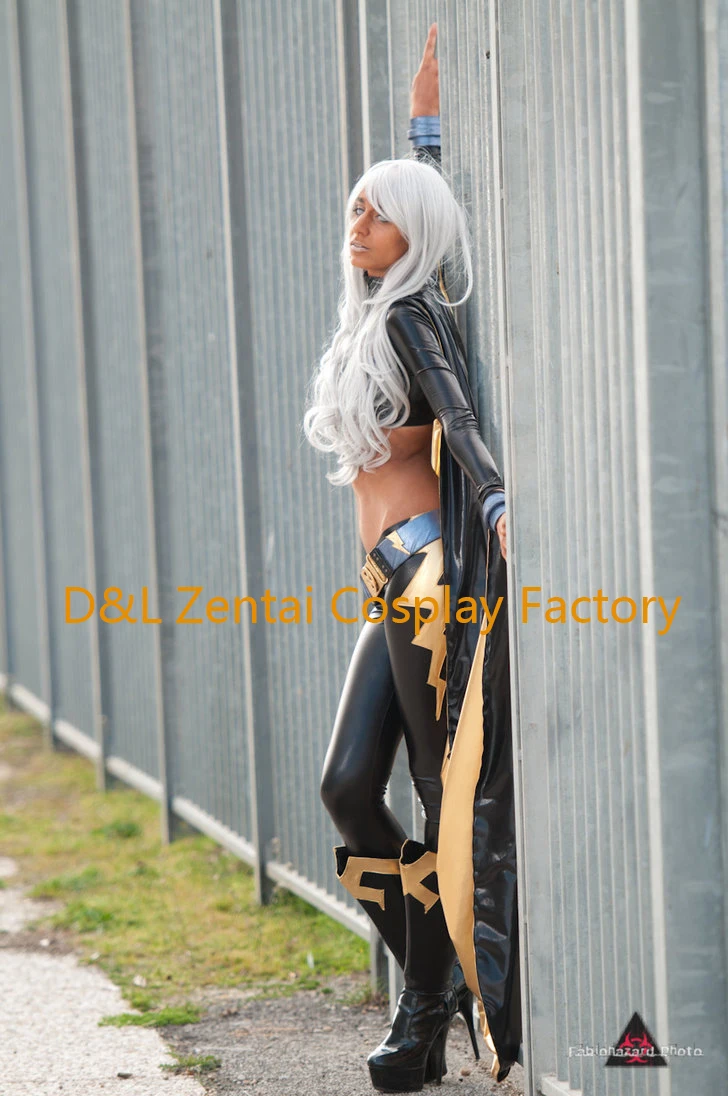 Бесплатная доставка DHL X Men Storm Ororo Munroe костюм супергероя черный и золотой