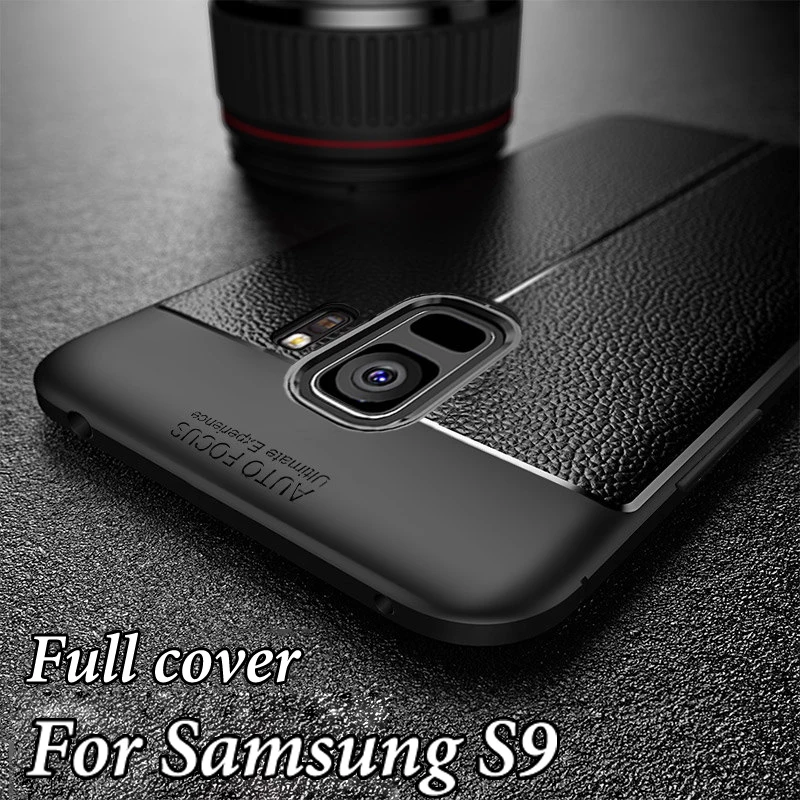 Роскошные кремния черный для Samsung Galaxy S9 плюс чехол Soft ТПУ кожаные ультра тонкий