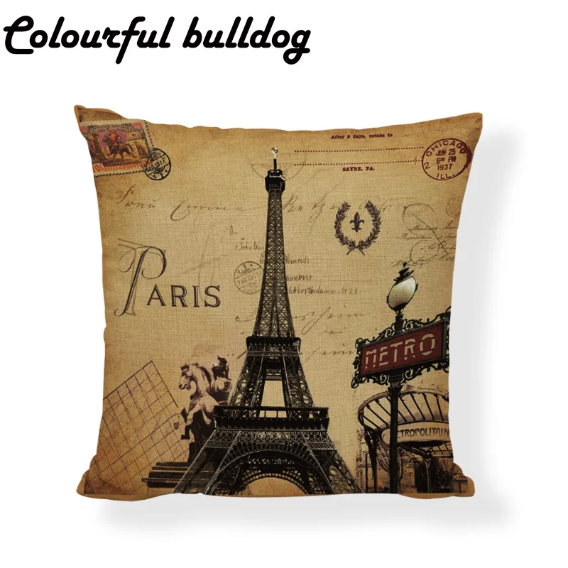 Чехол в стиле ретро с рисунком Лондонской Парижской башни|cushion cover|usa cushionparrot cushion