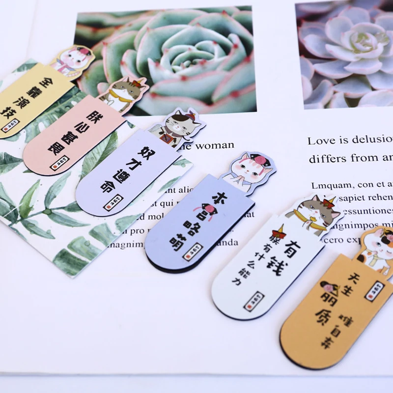 3 шт./упак. кактус и кошка котенок магнитные закладки Книга пометка страницы студенческий канцелярский школьный офисный поставка