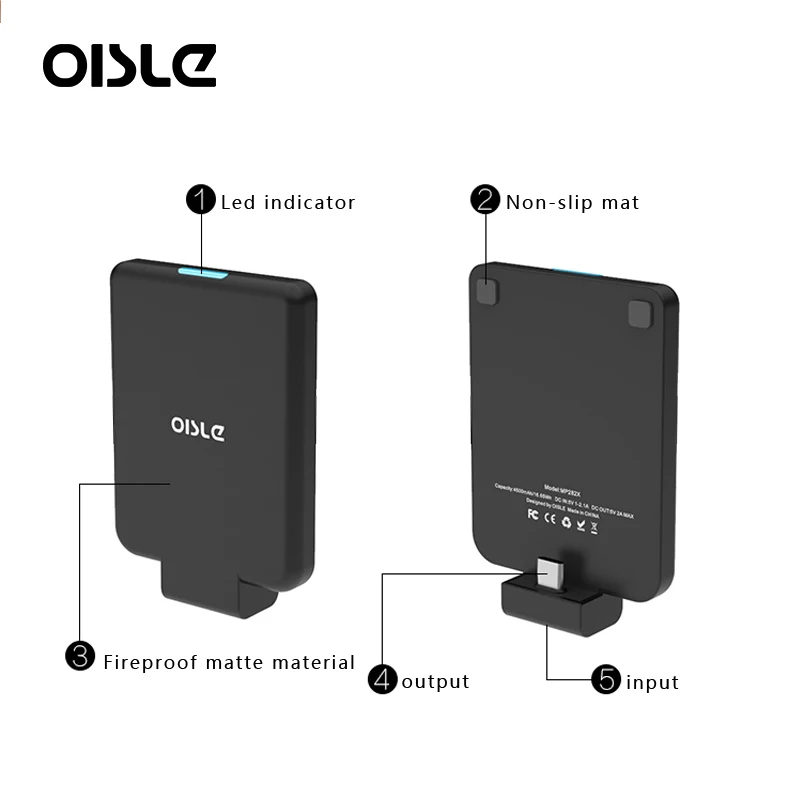 Фото Внешний аккумулятор OISLE, ультратонкий, порт USB C, подойдёт для Xiaomi Mi 5S/6/8/9/Mix 3/Redmi Note 3 №4