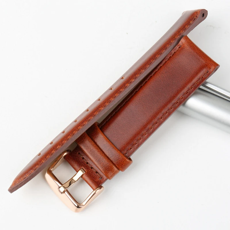 MAIKES Genuine Leather Watchband Silver & Roes Gold Buckle for 12mm 16mm 18mm 20mm Luxury Replace Bracelet Strap